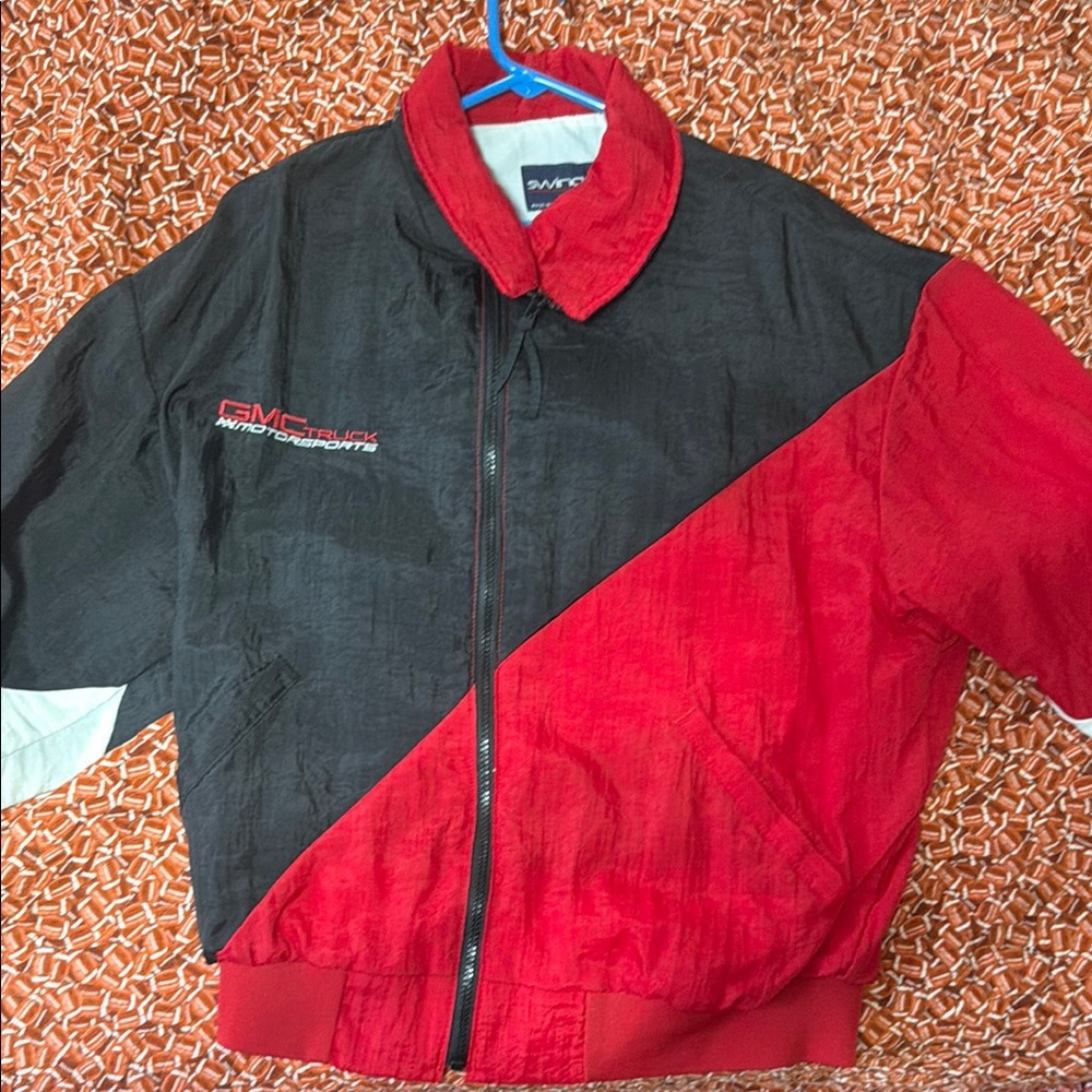 Men's Black & Red Colorblock Motorsport Jacket